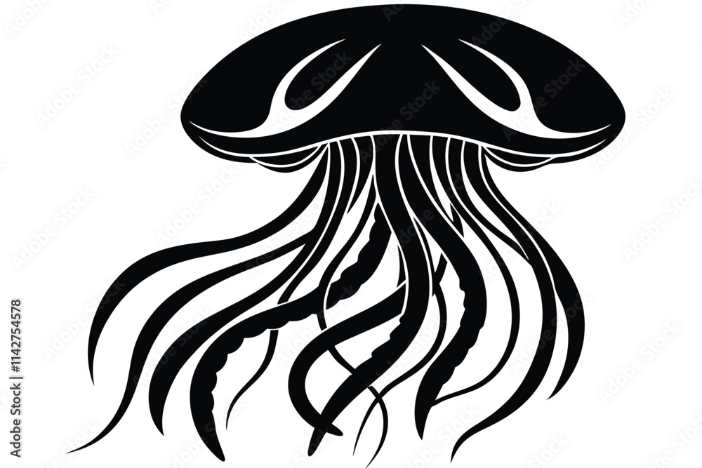 jellyfish icon silhouette vector, EPS File jellyfish icon silhouette vector, EPS File