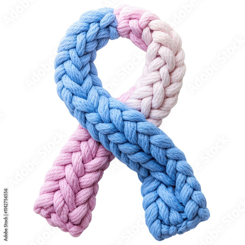 Braided Ribbon in Blue and Pink Colors Symbolizing Support and Awareness for Various Causes photo