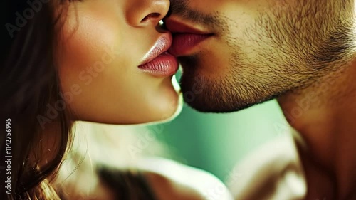 Sensual kiss close up. Romantic sexy lovers face enjoy love. Portrait sensual couple relax flirt on date. Romantic marriage close eyes on valentines day. Passionate sweethearts express tenderness. 