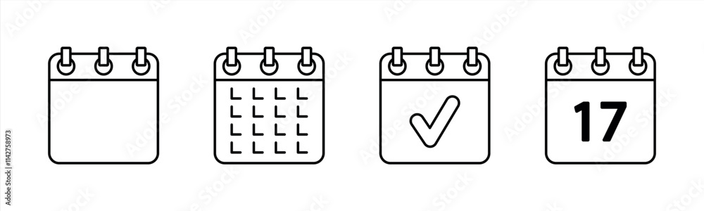 calendar icon set. contain calendar deadline, schedule, season icon. vector illustration calendar icon set. contain calendar deadline, schedule, season icon. vector illustration