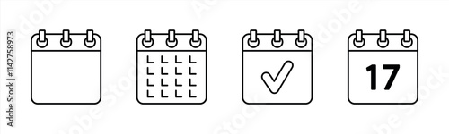 calendar icon set. contain calendar deadline, schedule, season icon. vector illustration