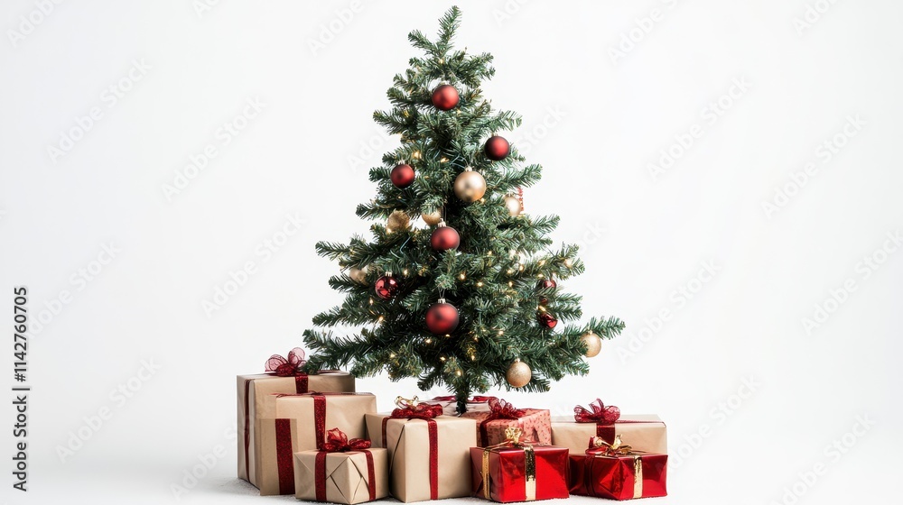 Modern Compact Christmas Tree with Sleek Ornaments Modern Compact Christmas Tree with Sleek Ornaments