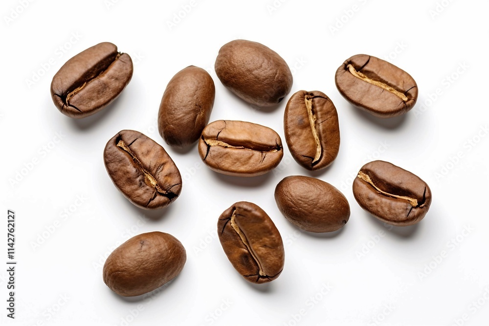 Coffee Beans, Isolated white background, flat lay Coffee Beans, Isolated white background, flat lay