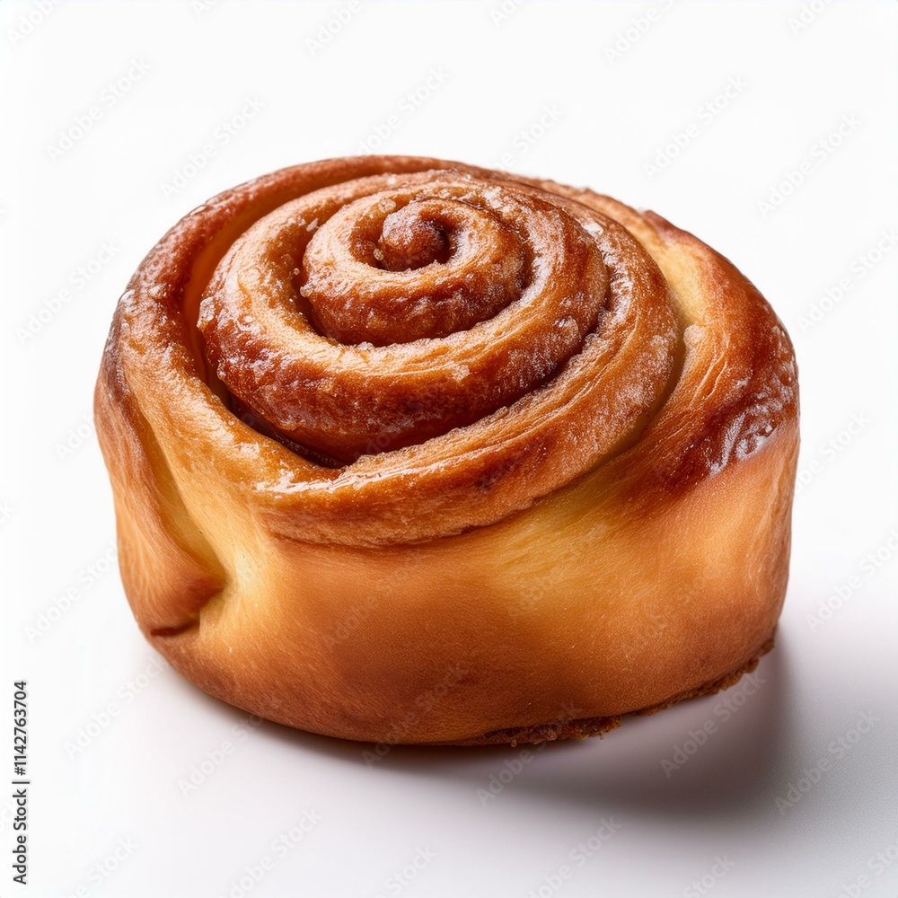Fototapeta premium isolated chelsea bun on a white background, square food photography