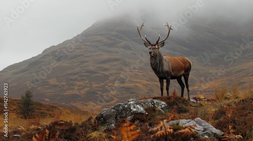 Portrait of a free and wild Scottish stag photo