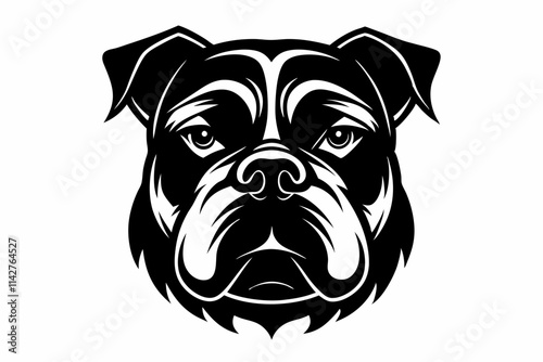 Bull Dog Head Silhouette Vector. American bully Dog head vector illustration on white background.