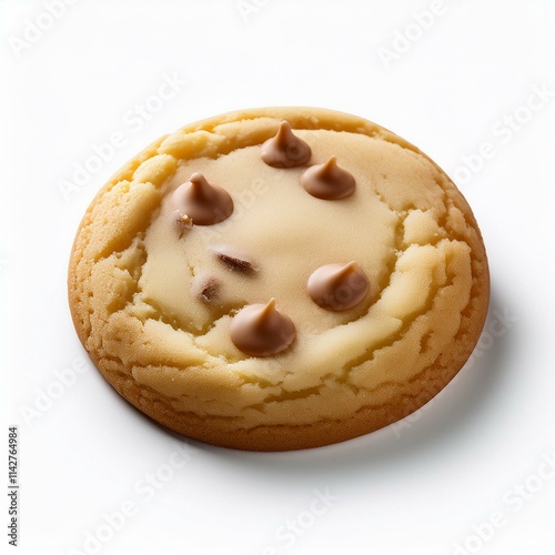 isolated white chocolate cookie on a white background, square food photography