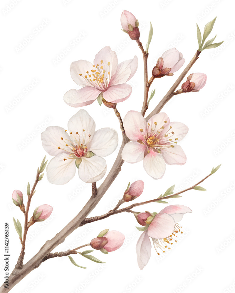 Obraz premium A stylized almond blossom branch
