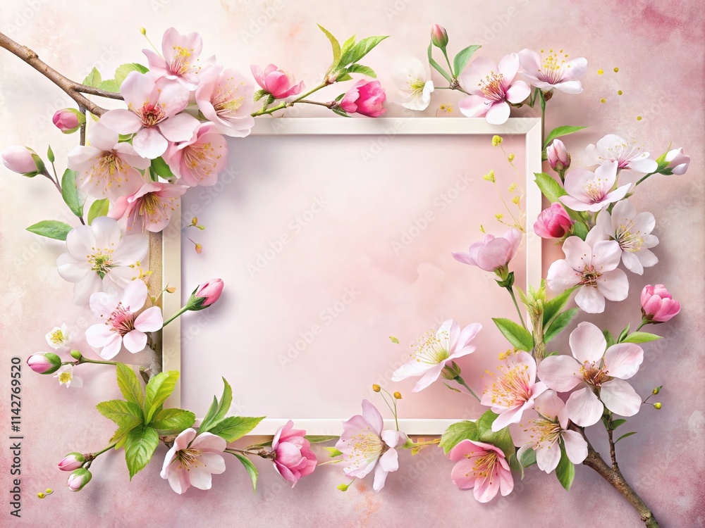 Fototapeta premium Minimalist Spring Flower Banner: Watercolor Blossom Mother's Day Design
