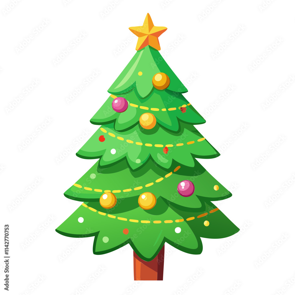 Fototapeta premium Vibrant Christmas Tree Silhouette Vector isolated on Transparent background