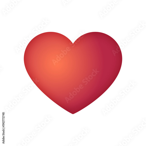 Red heart isolated on white background. Heart shape icon design. Template for romantic cards, mother's day, Valentine's day, wedding. Vector illustration.