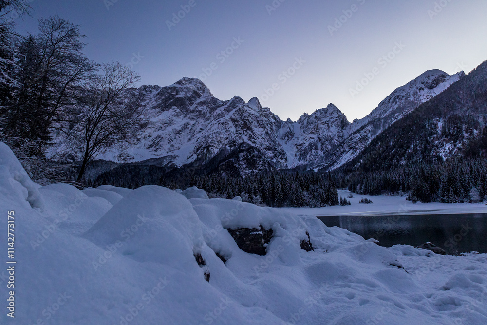 Cold evening at the lakes of Fusine