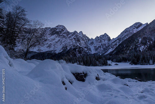 Cold evening at the lakes of Fusine photo