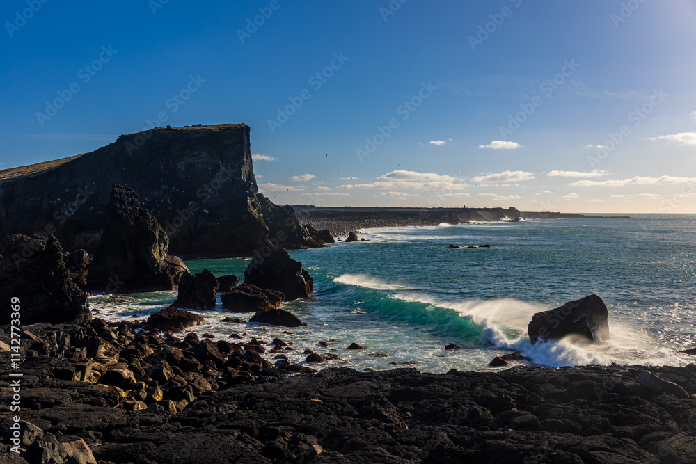 Dramatic view of the icelandic shore