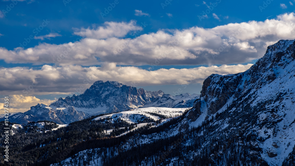 Winter sunset in the italian alps