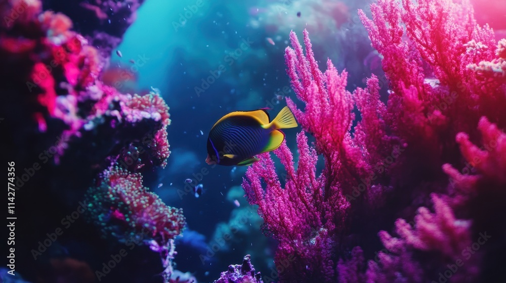 Obraz premium Colorful fish swimming through vibrant coral reef in clear ocean waters during midday