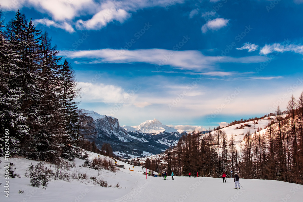 Winter sunset in the italian alps