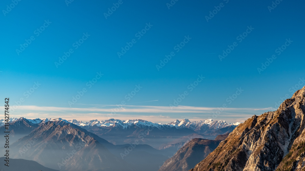 Winter sunset from an alpine peak of Friuli-Venezia Giulia
