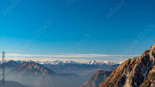 Obraz na płótnie Winter sunset from an alpine peak of Friuli-Venezia Giulia w salonie