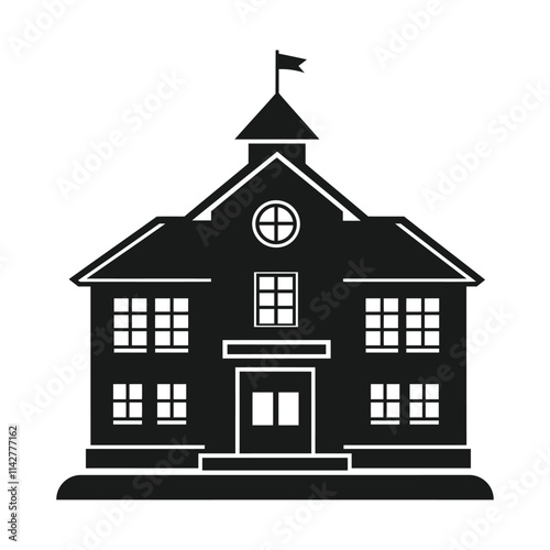 School building icon silhouette vector