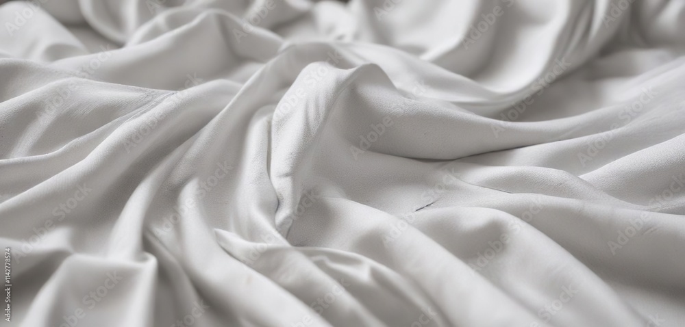 Obraz premium White fabric texture with visible creases and wrinkles, background, waves, linen, soft