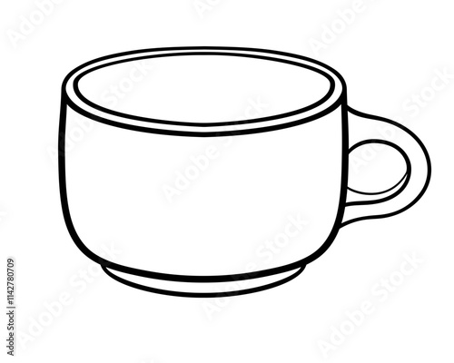 Small coffee cup - vector linear picture for coloring. Mug - an element for a coloring book. Outline. Hand drawing.	