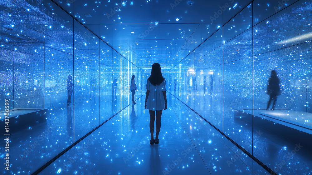 Fototapeta premium Illumination of the Mind in a Futuristic Digital Art Space at Night