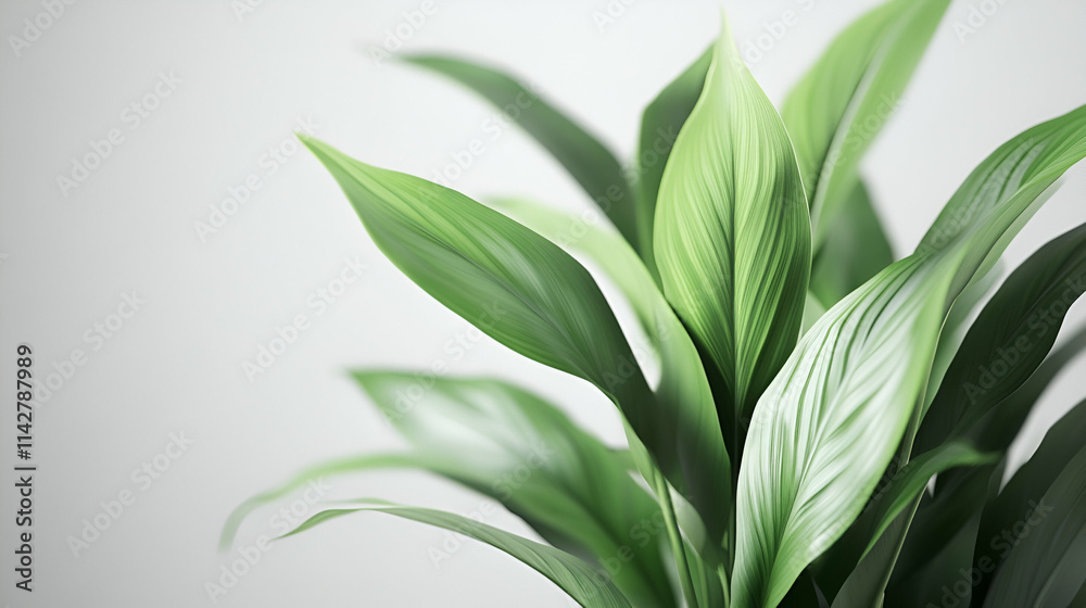 Fototapeta premium Detailed tropical foliage on a minimal white background for modern designs 