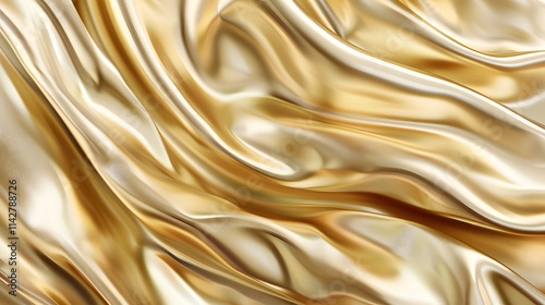 Abstract 3D Background with flowing liquid wavy gold texture