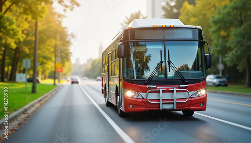 Public Transport Bus Picking Up Commuters During 