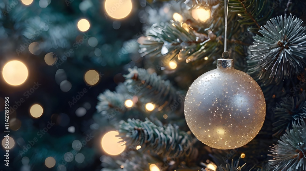 A close-up of glittering ornaments hanging from a frosted Christmas tree, surrounded by twinkling fairy lights,Generative Ai
A close-up of glittering ornaments hanging from a frosted Christmas tree, surrounded by twinkling fairy lights,Generative Ai