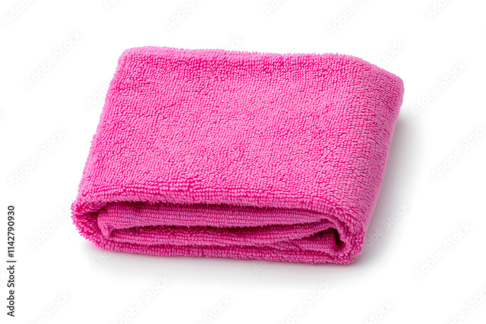 Pink microfiber cloth, isolated on white background Pink microfiber cloth, isolated on white background