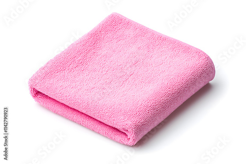 Pink microfiber cloth, isolated on white background