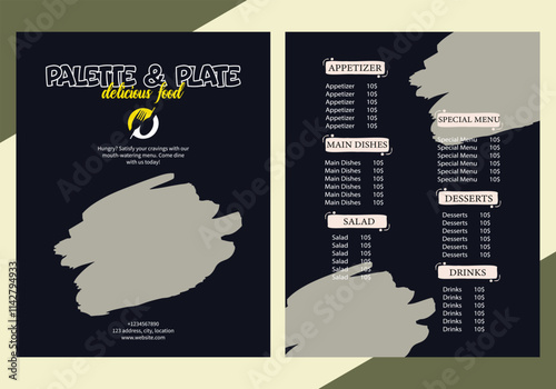 Delicious Restaurant Food Menu Design appetizer Template healthy food flyer. Vintage creative dinner template with hand-drawn graphic