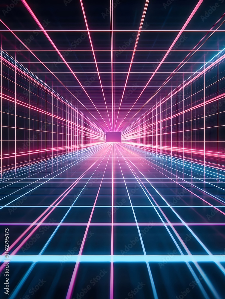 Abstract glowing grid lines tunnel. Abstract glowing grid lines tunnel.