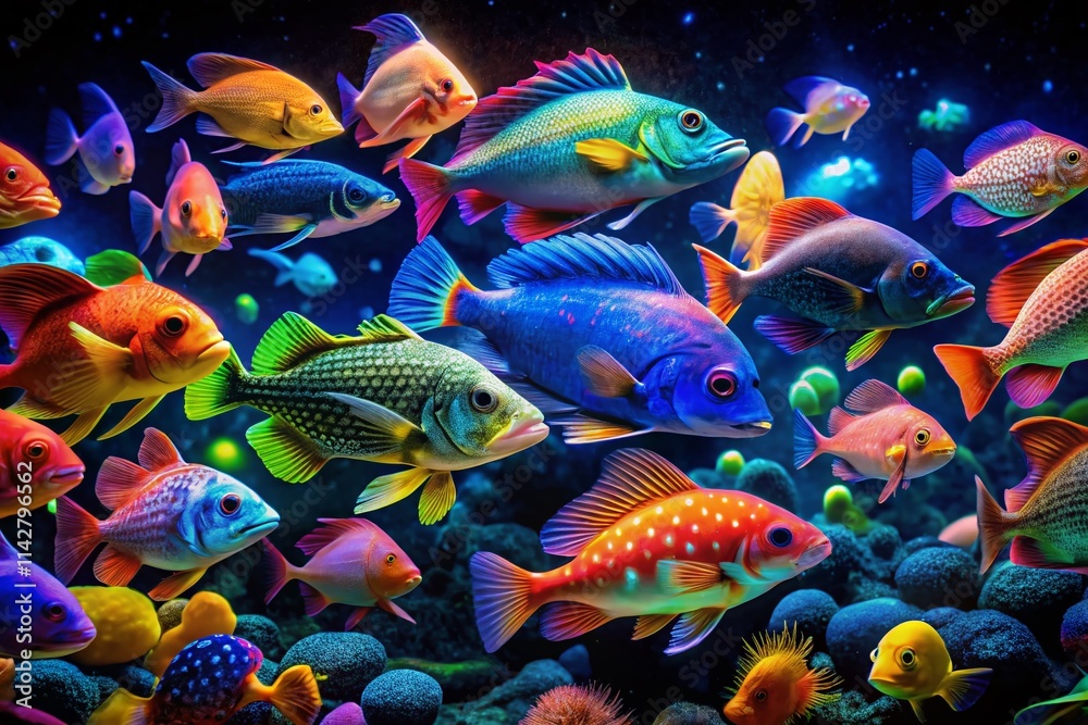 Fototapeta premium Night Photography: 10+ Rarest Fish in the World - Deep Sea Wonders