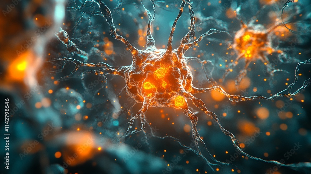 the image depicts a microscopic view of neurons, which are specialized cells that transmit signals in the nervous system. the image depicts a microscopic view of neurons, which are specialized cells that transmit signals in the nervous system.
