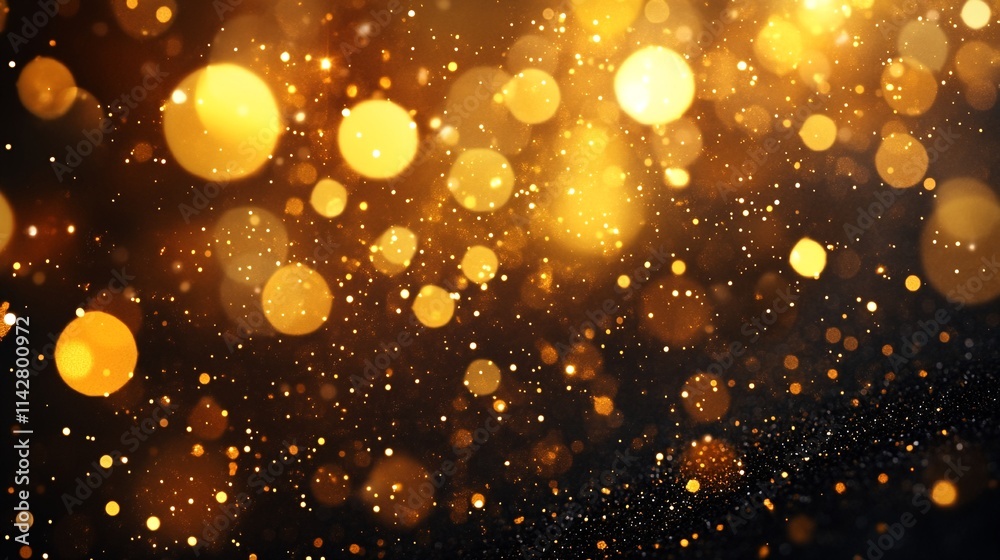 Golden sparkles floating against a black background. Golden sparkles floating against a black background.