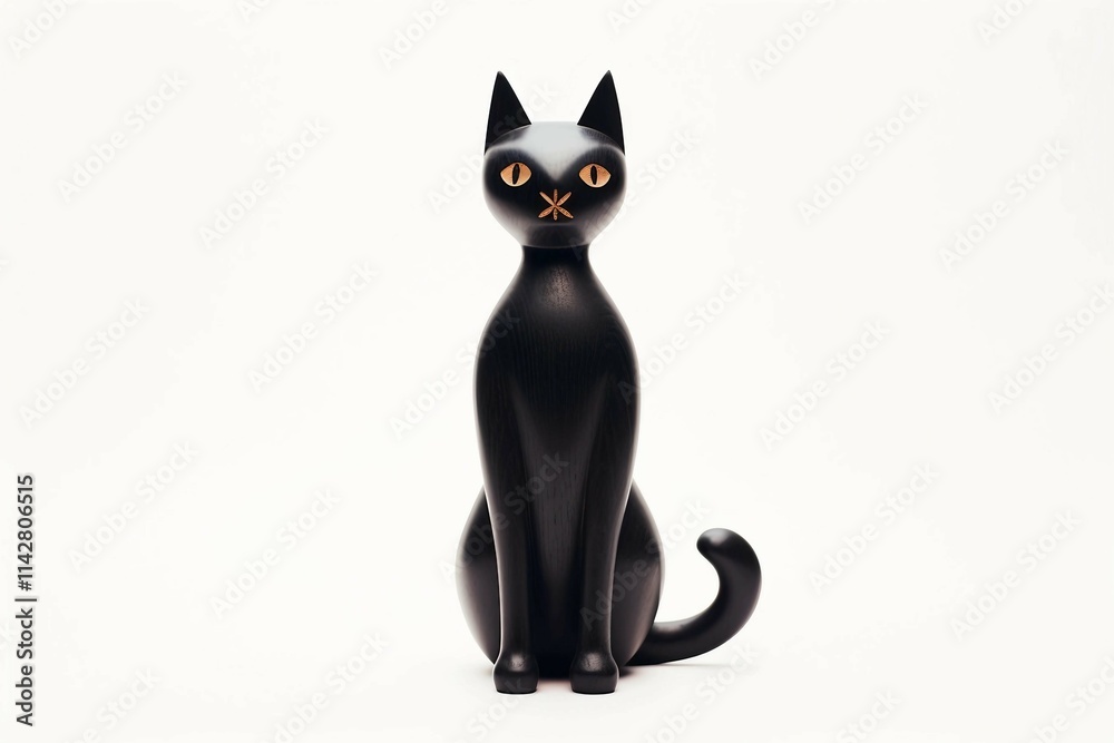 Fototapeta premium Cat Figurine, Isolated white background, flat lay