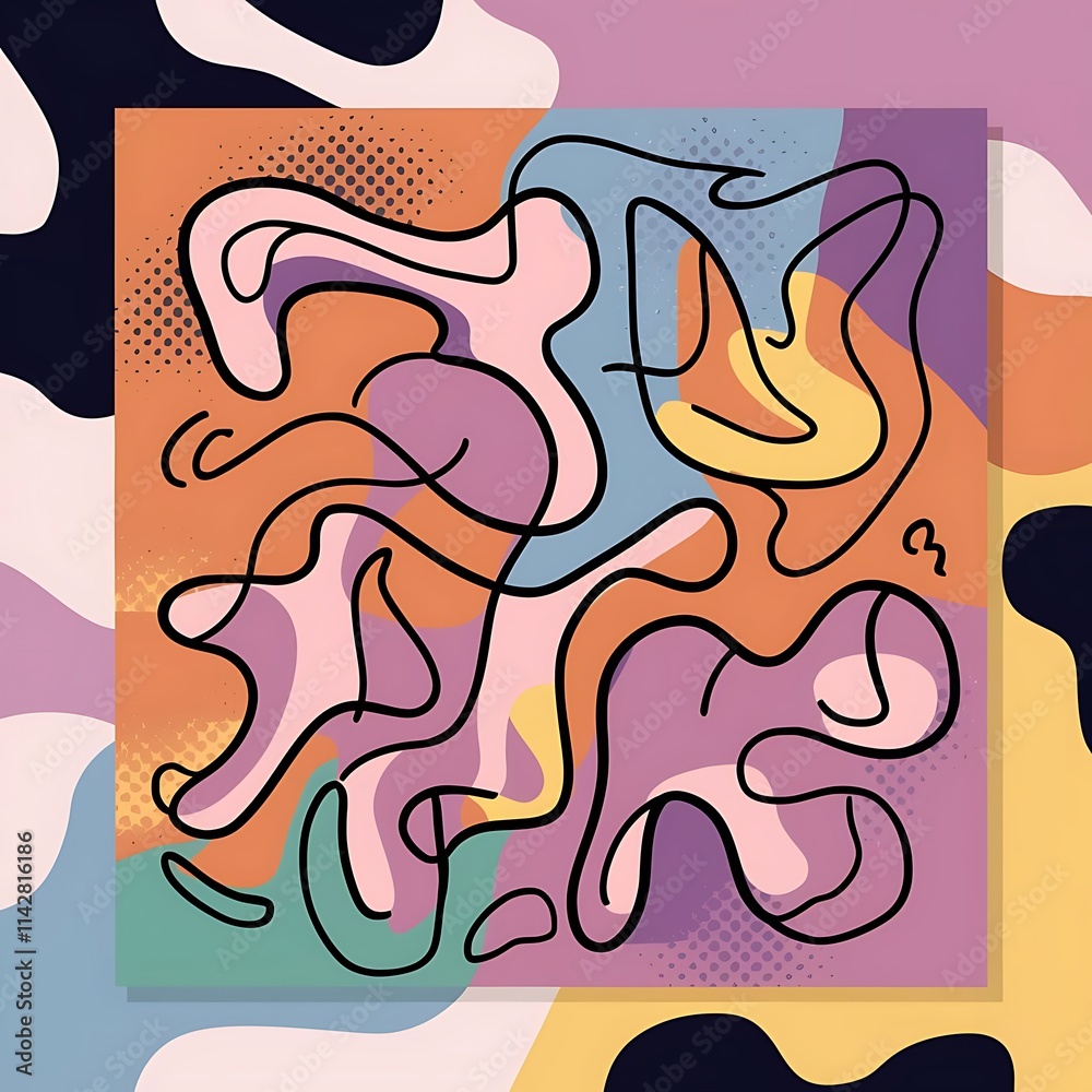 Fototapeta premium Trendy abstract background composition of amorphous forms and lines vector illustration