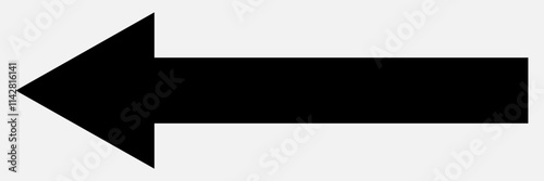  Horizontal black arrow icon with a long arrow, black large forward or left pointing solid long arrow icon sketched as vector symbol. eps10