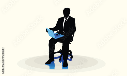 Businessman Character Model Vector of men and a woman, standing business people, Office man and woman, black and white background, logo, icon. businessmen Front side, back view animated character.