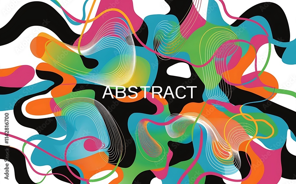 Obraz premium Trendy abstract background composition of amorphous forms and lines vector illustration