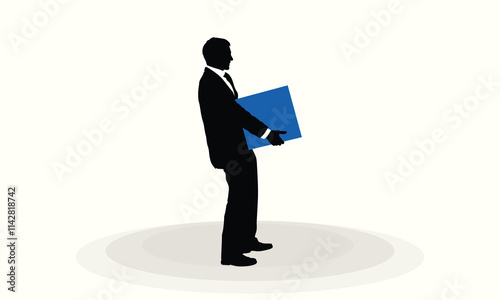 Businessman Character Model Vector of men and a woman, standing business people, Office man and woman, black and white background, logo, icon. businessmen Front side, back view animated character.