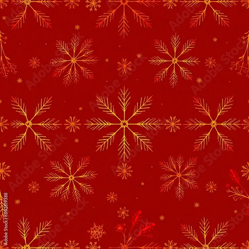 Red Christmas Snowflakes Pattern 