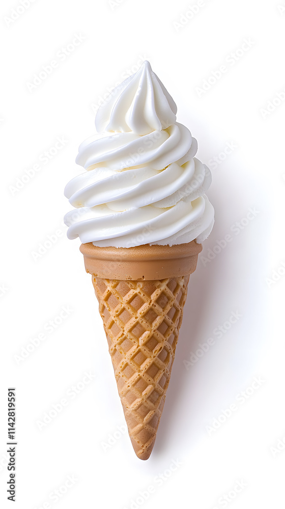 Vanilla ice cream in a waffle cone isolated on white background Vanilla ice cream in a waffle cone isolated on white background