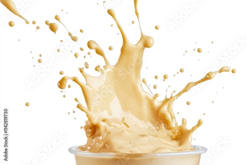 A cup of coffee with a splash of creamy liquid