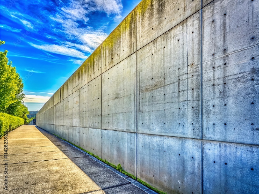 Fototapeta premium Panoramic Grey Concrete Wall Background - High-Resolution Texture Image for Design Projects
