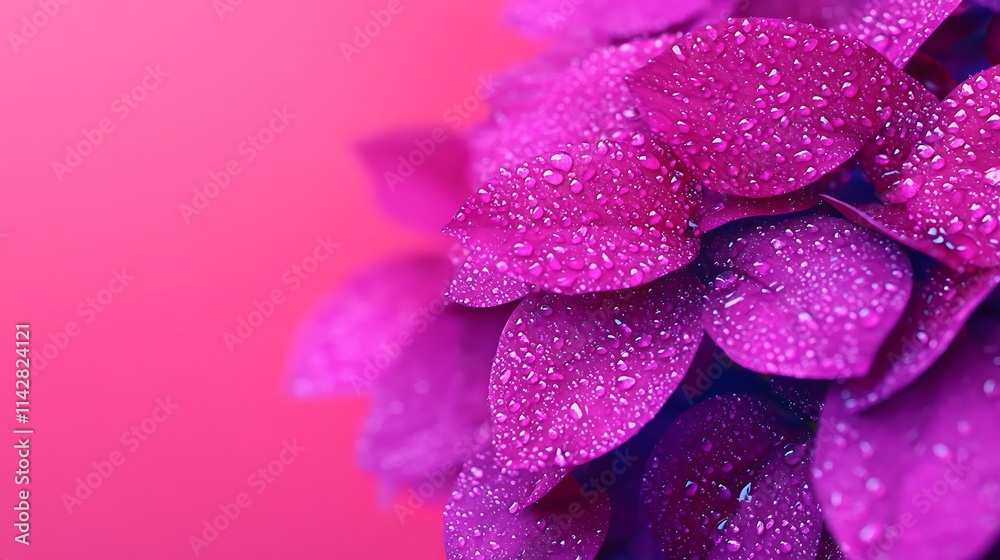 Vibrant Purple Flower Petals with Dew Drops Close Up Vibrant Purple Flower Petals with Dew Drops Close Up