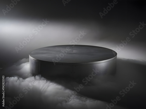 Crystal Black Podium with Smoky Background